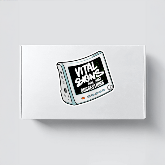Durable, vinyl, die-cut, Vital Signs Sticker.