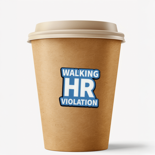 Durable, vinyl, die-cut, HR Walking Violation Sticker.
