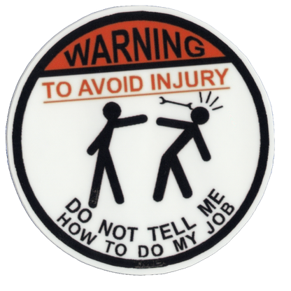 Durable vinyl, die-cut Warning Avoid Injury Sticker