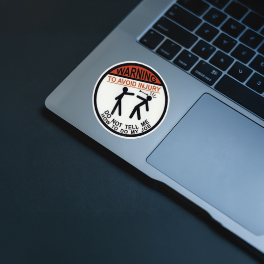 Durable, vinyl, die-cut, Warning To Avoid Injury Sticker.
