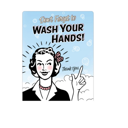 Durable vinyl, die-cut Wash Your Hands Sticker