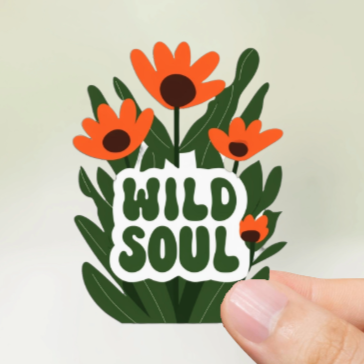 Durable, vinyl, die-cut, Wild Soul Sticker.