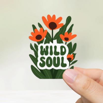 Durable, vinyl, die-cut, Wild Soul Sticker.