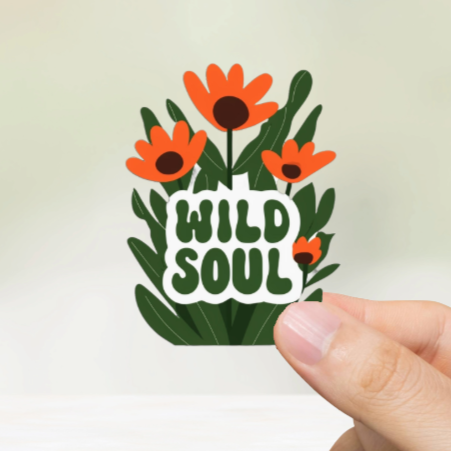 Durable, vinyl, die-cut, Wild Soul Sticker.