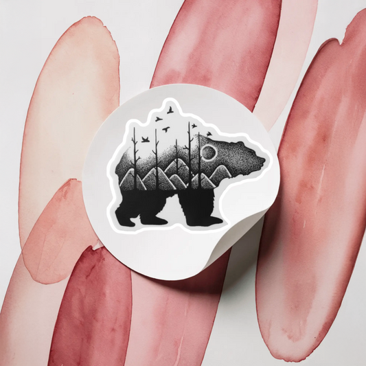 Durable, vinyl, die-cut, Wilderness Bear Night Sticker.