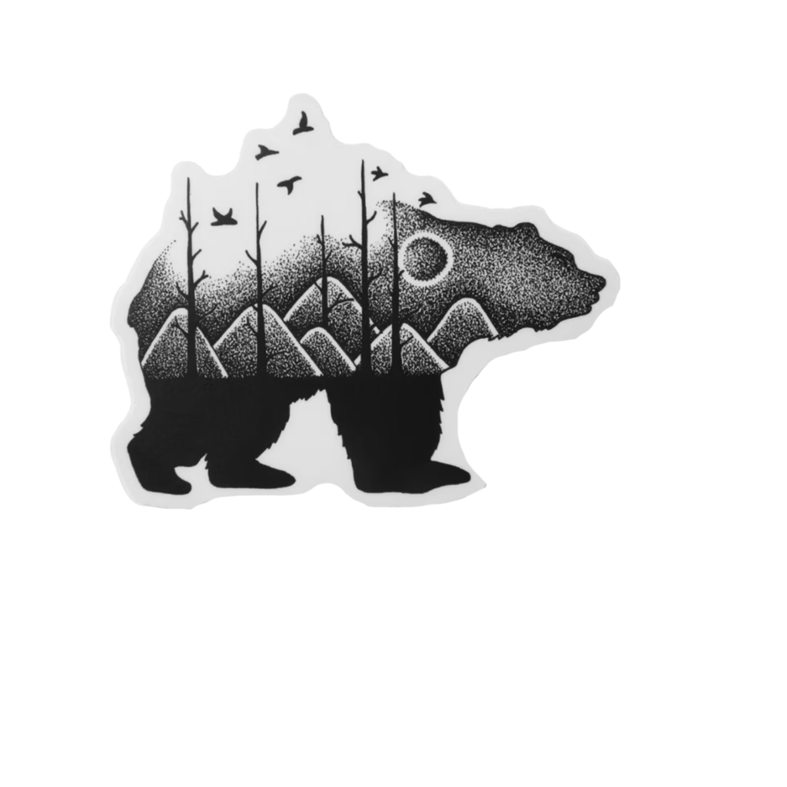 Durable vinyl, die-cut Wilderness Bear Night Sticker