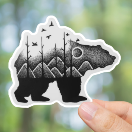 Vinyl, Wilderness Bear Night Sticker.