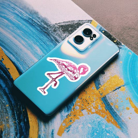 Durable, vinyl, die-cut, Wilderness Flamingo Sticker.
