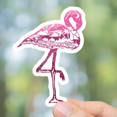 Durable, vinyl, Wilderness Flamingo Sticker.