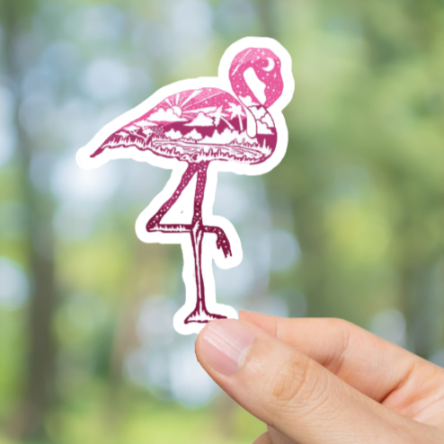 Durable, vinyl, Wilderness Flamingo Sticker.