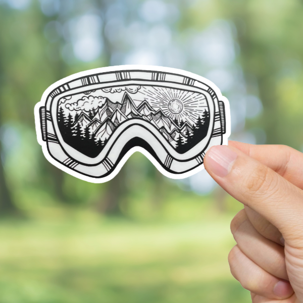 Durable, vinyl, Wilderness Goggles Sticker.
