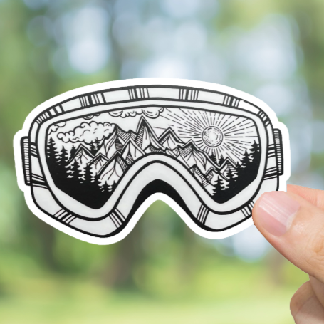 Durable, vinyl, Wilderness Goggles Sticker.