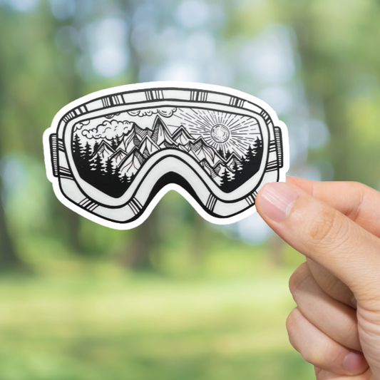 Durable, vinyl, Wilderness Goggles Sticker.