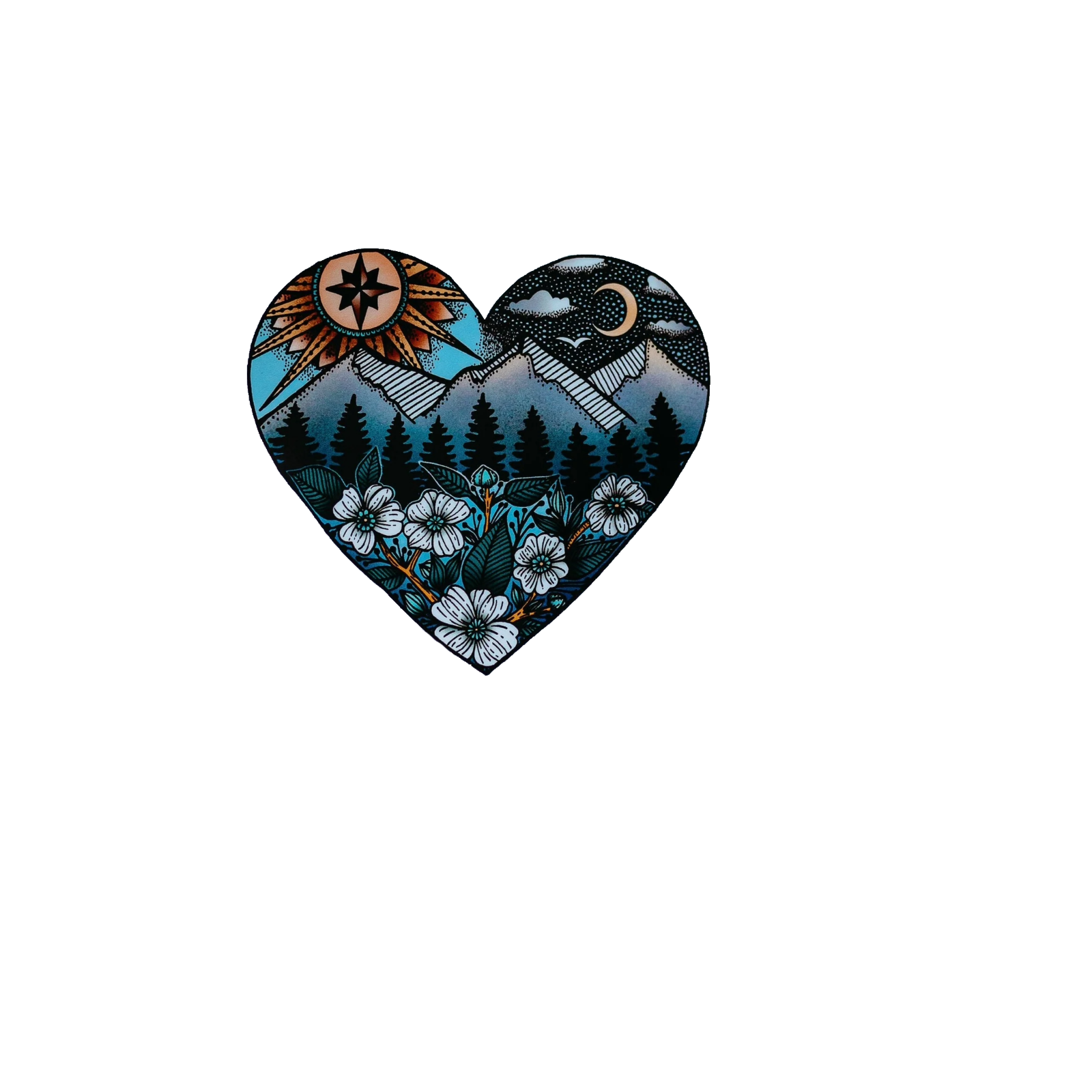 Durable, die-cut Wilderness Heart Sticker
