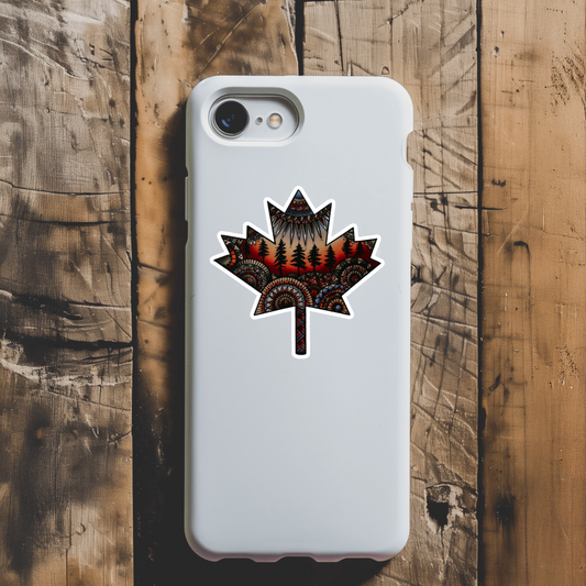 Durable, die-cut, vinyl, Wilderness Maple Leaf Sticker.