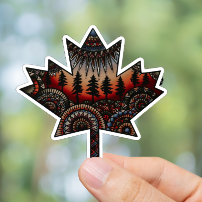 Durable, vinyl, Wilderness Maple Leaf Sticker.