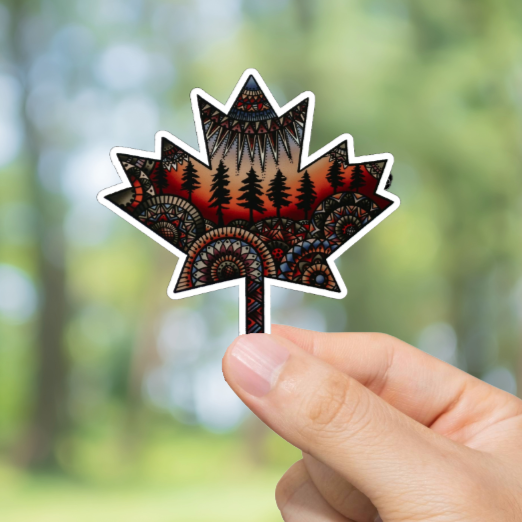 Durable, vinyl, Wilderness Maple Leaf Sticker.