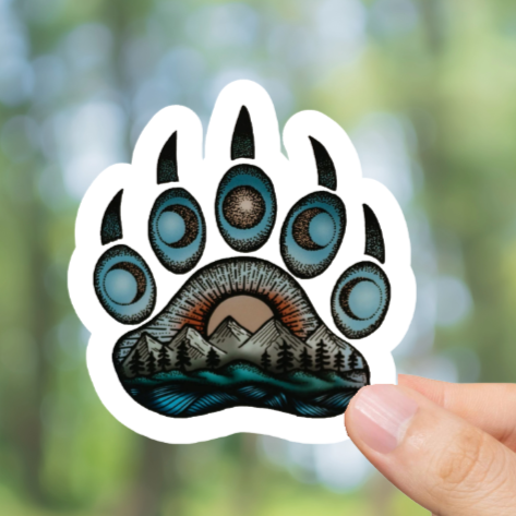 Durable, vinyl, die-cut, Wilderness Paw Sticker.
