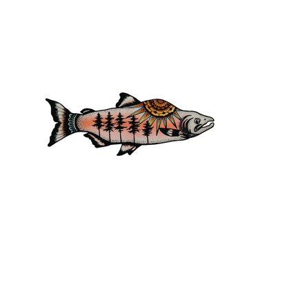 Durable vinyl, die-cut Wilderness Salmon Sticker