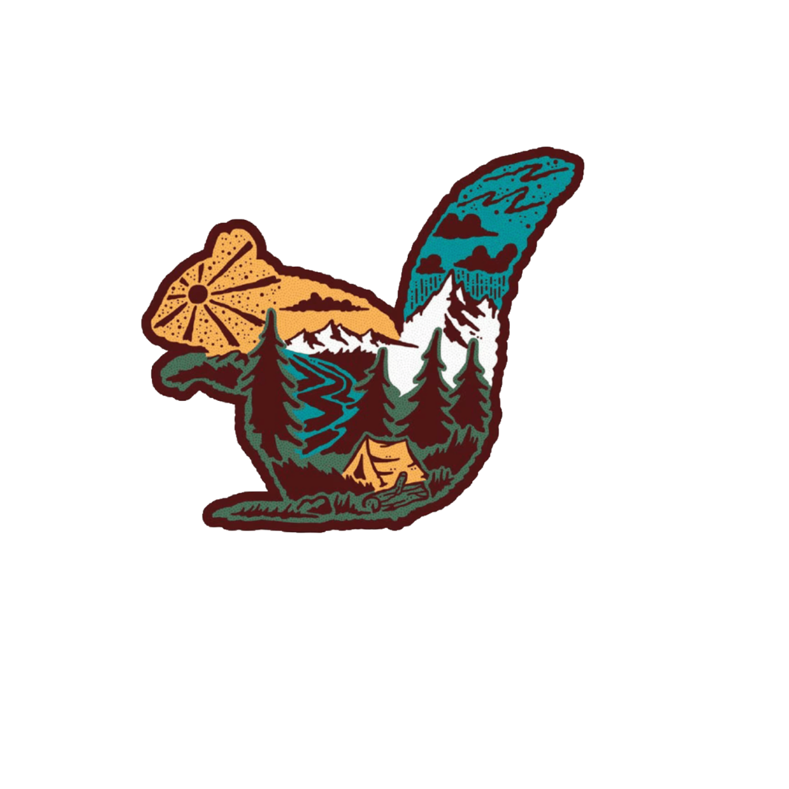 Durable vinyl, die-cut Wilderness Squirrel Sticker