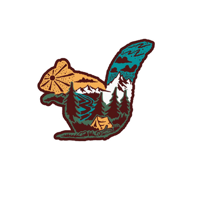 Durable vinyl, die-cut Wilderness Squirrel Sticker
