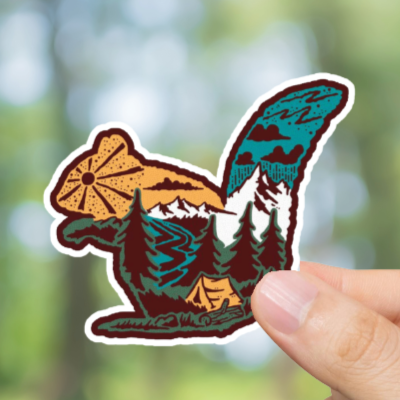 Durable, vinyl, Wilderness Squirrel Sticker.