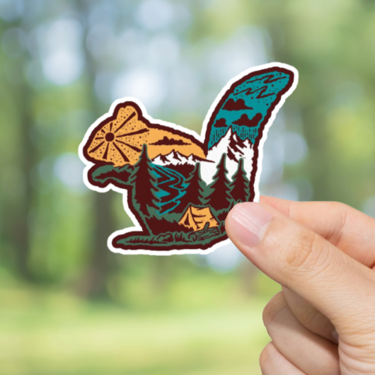 Durable, vinyl, Wilderness Squirrel Sticker.