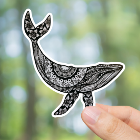 Durable, vinyl, die-cut, Wilderness Whale Sticker.