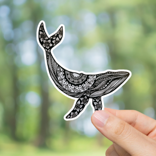 Durable, vinyl, die-cut, Wilderness Whale Sticker.