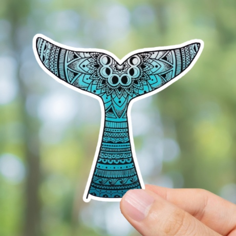 Durable, vinyl, Wilderness Whale Tail Sticker.