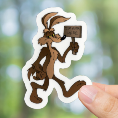 Durable, vinyl, die-cut, Wile Coyote Sticker.