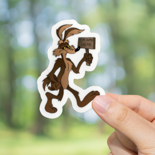 Durable, vinyl, die-cut, Wile Coyote Sticker.
