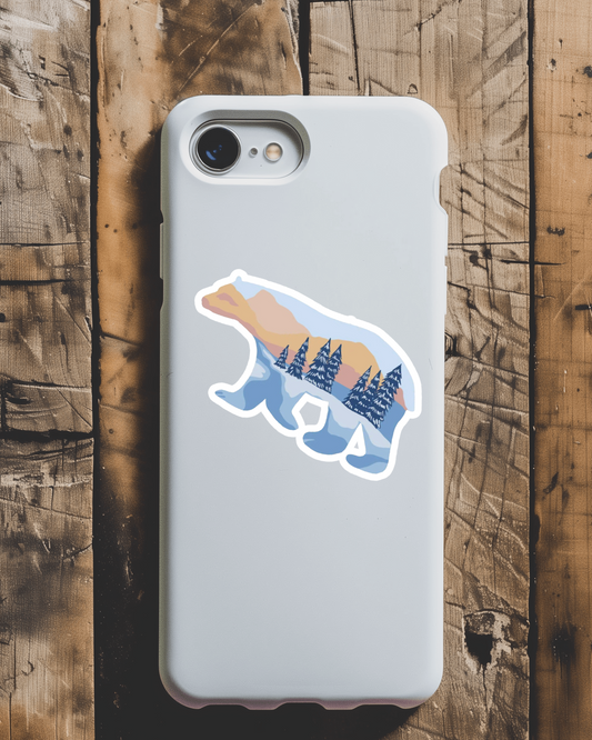 Durable, die-cut Winter Bear Sticker