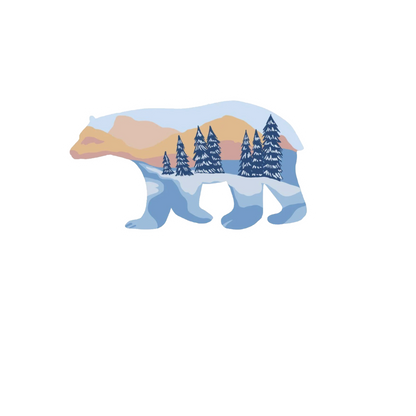 Durable, die-cut Winter Bear Sticker