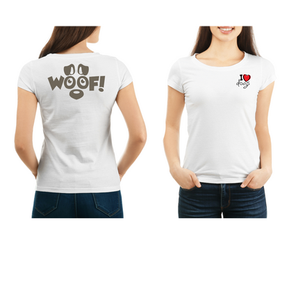 Ollie's: I Love Dogs Woof T Shirt - 100% Cotton