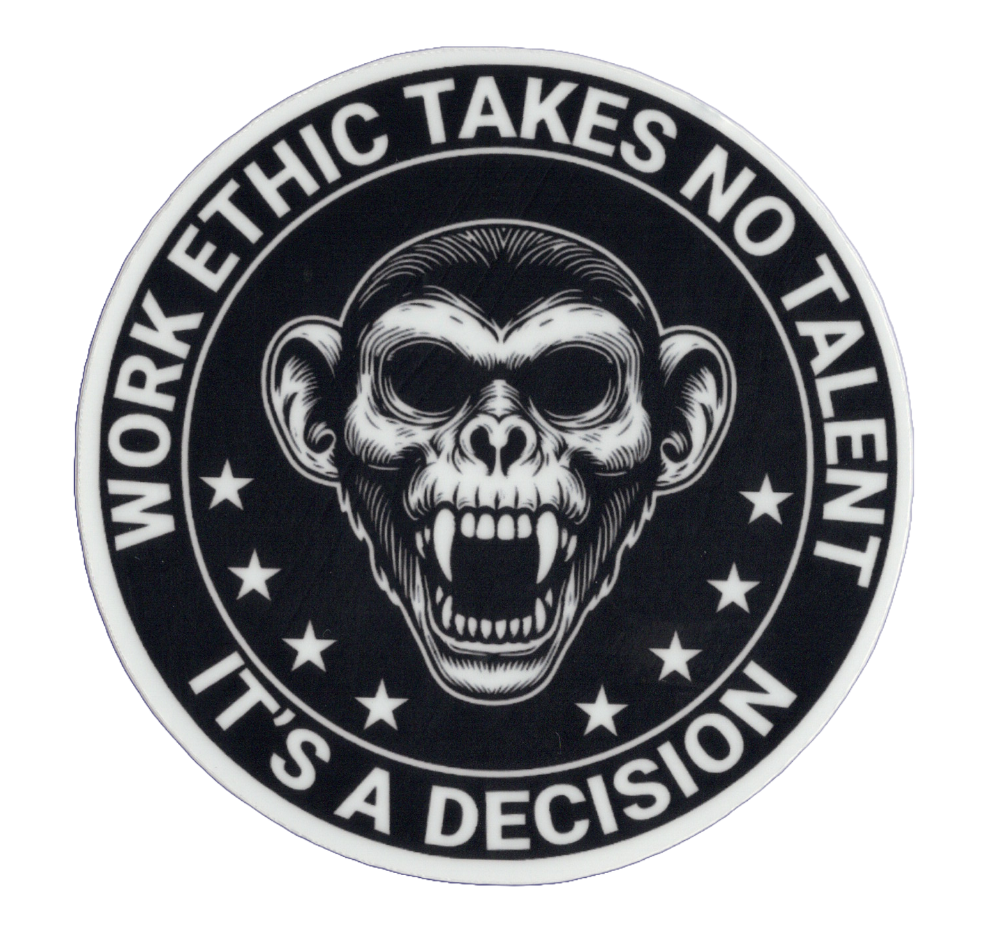 Durable vinyl, die-cut Work Ethic Sticker