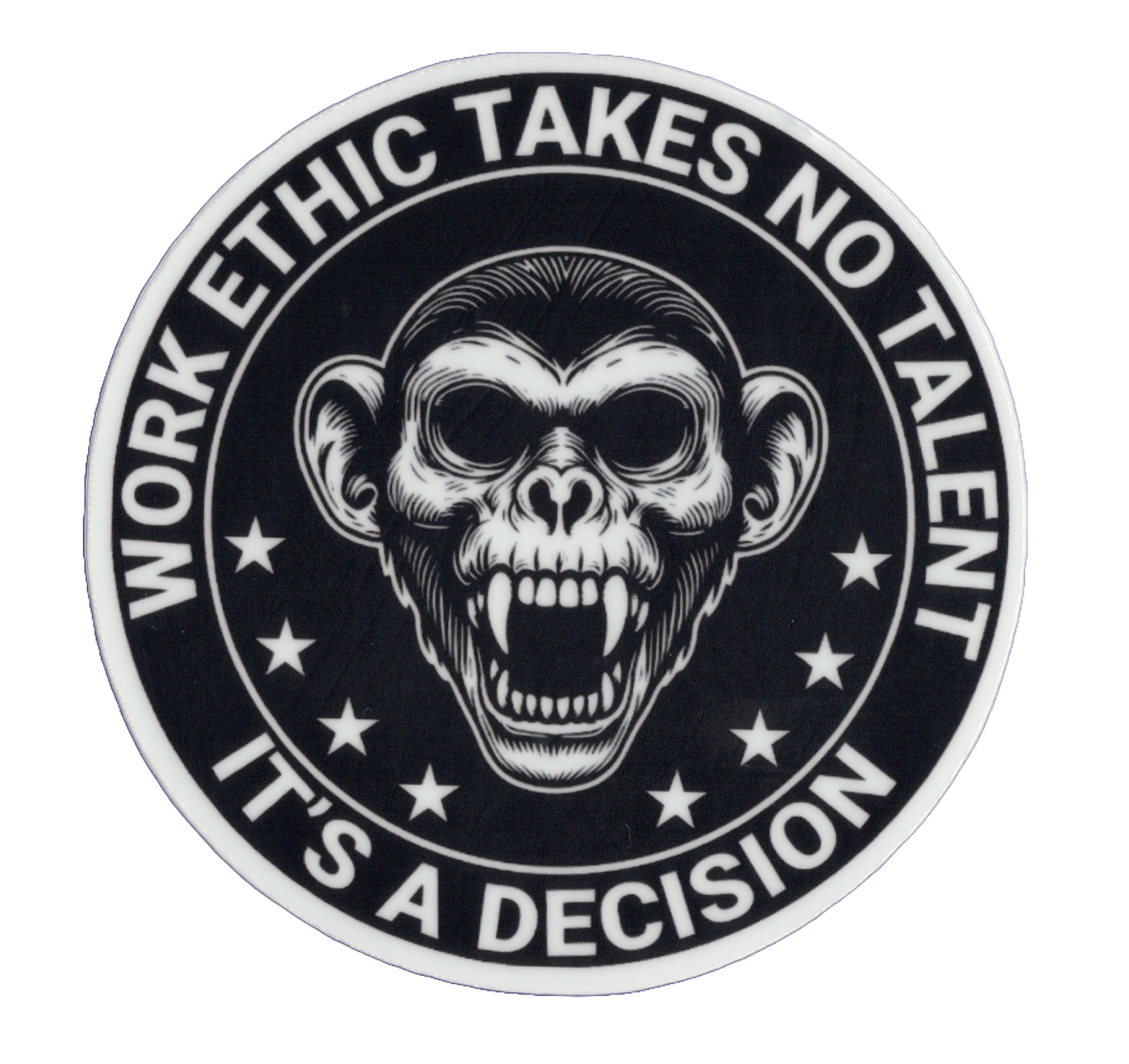 Durable vinyl, die-cut Work Ethic Sticker