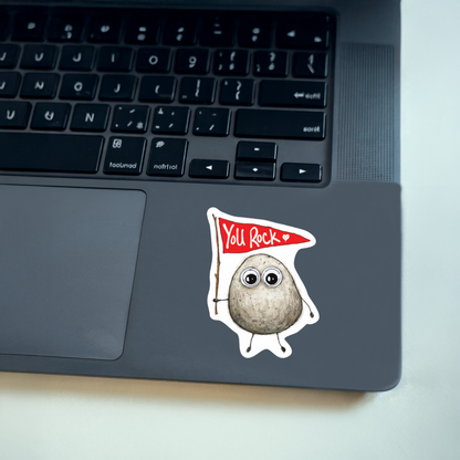 Durable, vinyl, die-cut, You Rock Sticker.