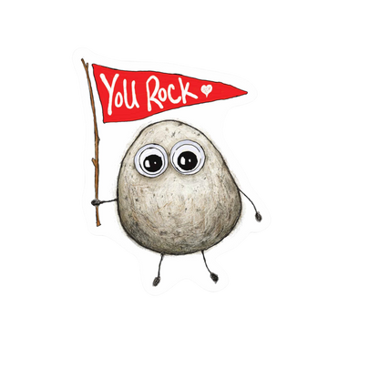 Our You Rock Sticker! unique, high-quality, vinyl die-cut, eco-friendly stickers