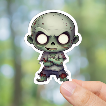 Durable, vinyl, die-cut, Zombie Child Sticker.