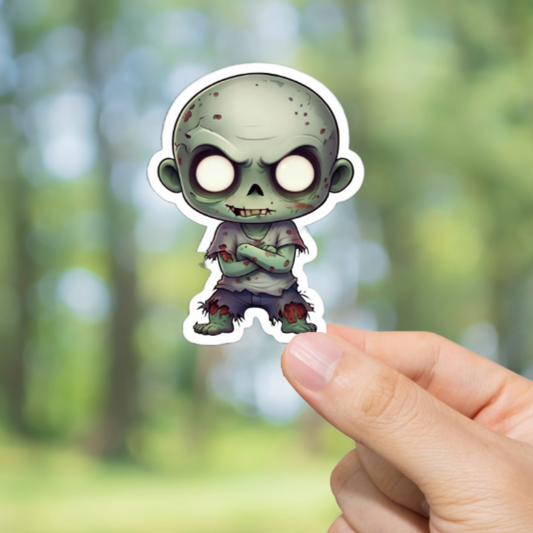 Durable, vinyl, die-cut, Zombie Child Sticker.