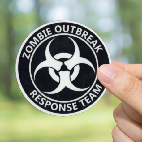 Durable, vinyl, Zombie Outbreak Response Sticker.