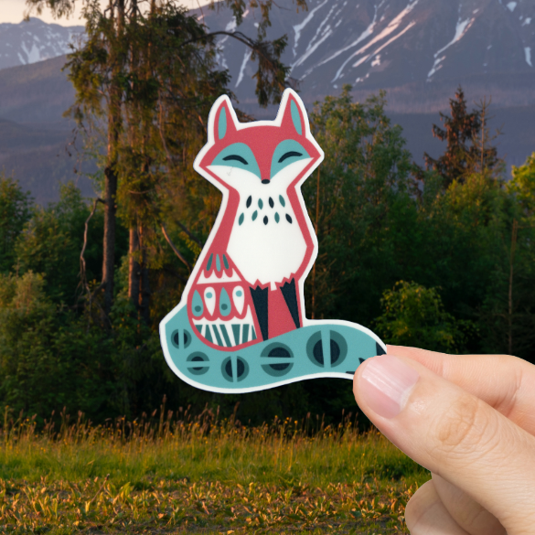 Durable, vinyl, die-cut, Fox Sticker.
